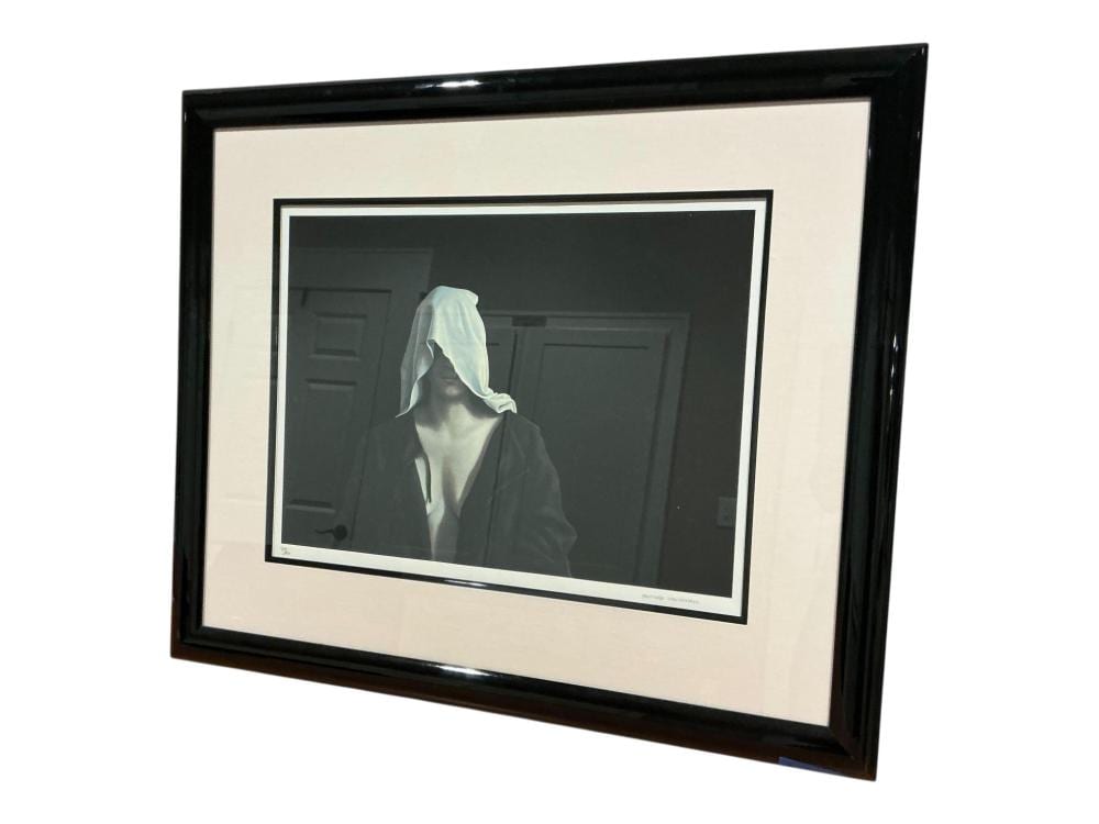 Santiago Carbonell comparable auction result: santiago carbonell woman with cloth lithograph signed print image measures 20 5 x 15 5 frame measures 32 x 27