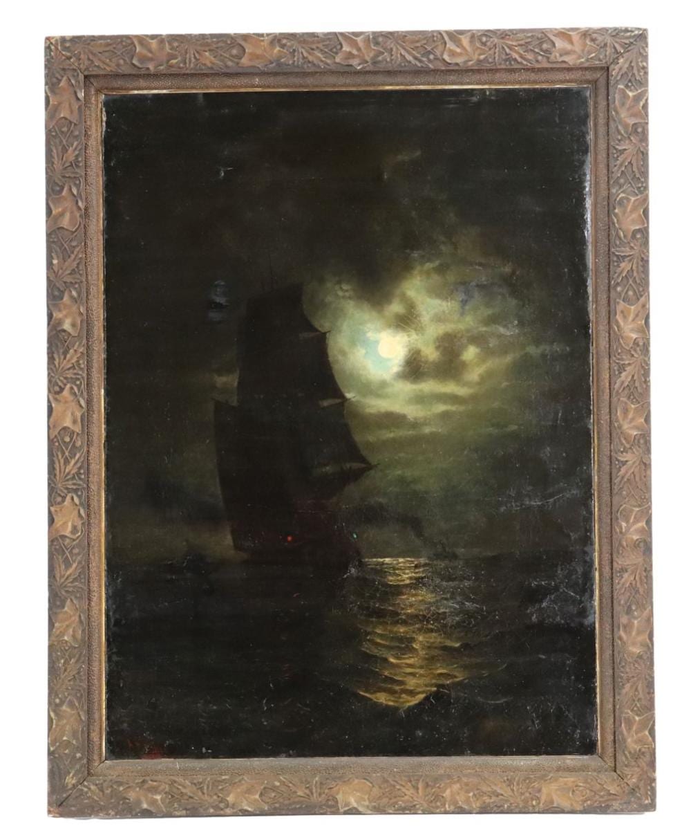 Addison Thomas Millar comparable auction result: addison thomas millar 1860 1913 american oil on canvas ship in the moonlight