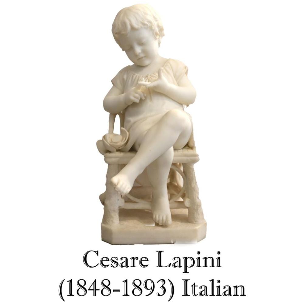 cesare lapini 1848 1893 italian figural marble sculpture economista precoca the early economist · Sarasota Estate Auction · 2026-04-19 Cesare Lapini comparable auction result: cesare lapini 1848 1893 italian figural marble sculpture economista precoca the early economist