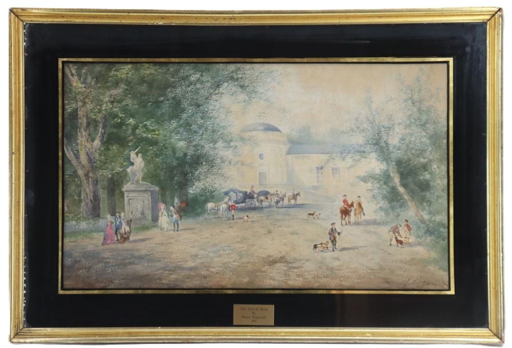 Henri Regnault comparable auction result: henri regnault 1843 1871 french watercolor on paper genre landscape the end of the hunt