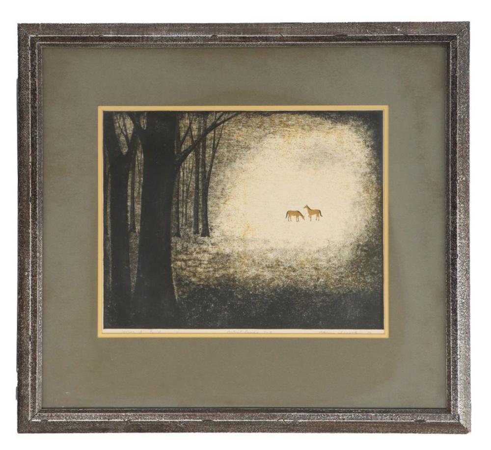 Akemi Inagaki comparable auction result: akemi inagaki born 1933 japanese artists proof forest scene woodblock print