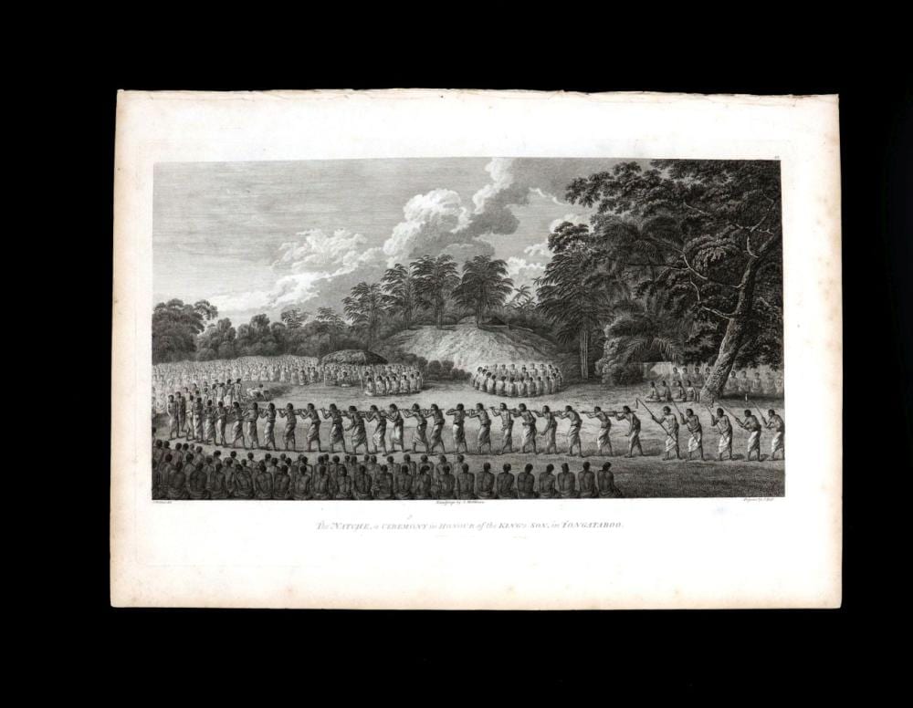John Webber comparable auction result: john webber 1751 1793 english engraving print the natche a ceremony in honour of the king s son in tongataboo