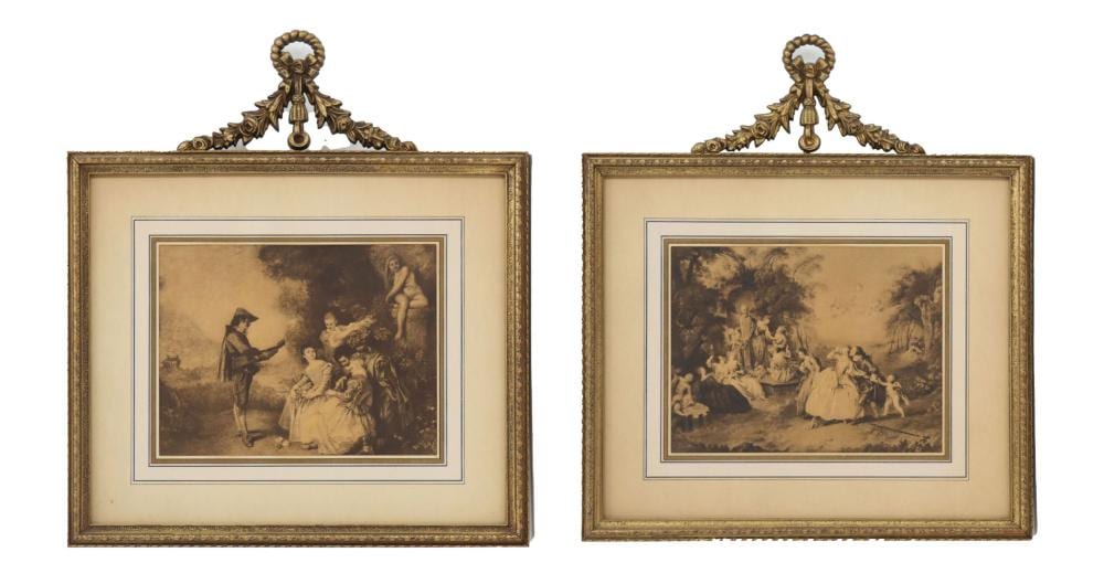 Antoine Watteau comparable auction result: antoine watteau 1684 1721 french 19th century sepia toned rococo prints in original gesso frames