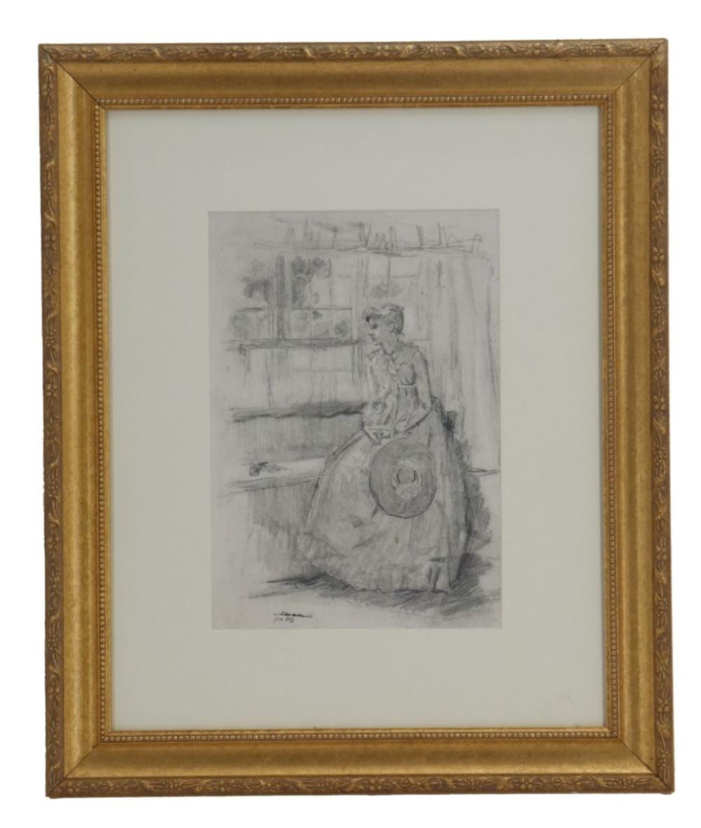 Arthur Bowen Davies comparable auction result: arthur bowen davies 1862 1928 american pencil drawing lady seated by a window