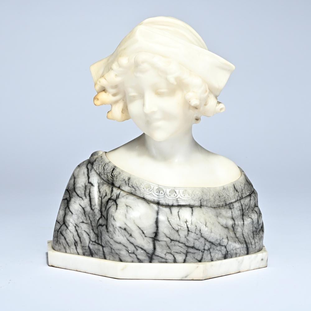 Gustave van Vaerenbergh comparable auction result: gustave van vaerenbergh 1873 1927 bust of a young girl in marble and alabaster signed