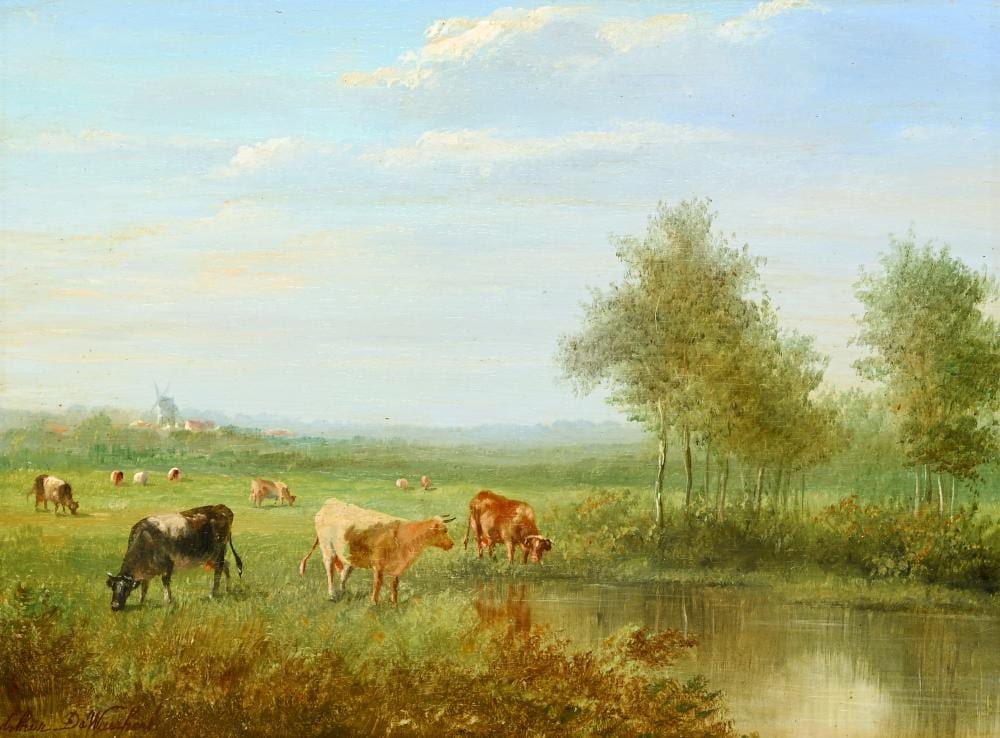 Arthur de Waerhert comparable auction result: arthur de waerhert 1881 1944 oil on panel cows by the pond signed