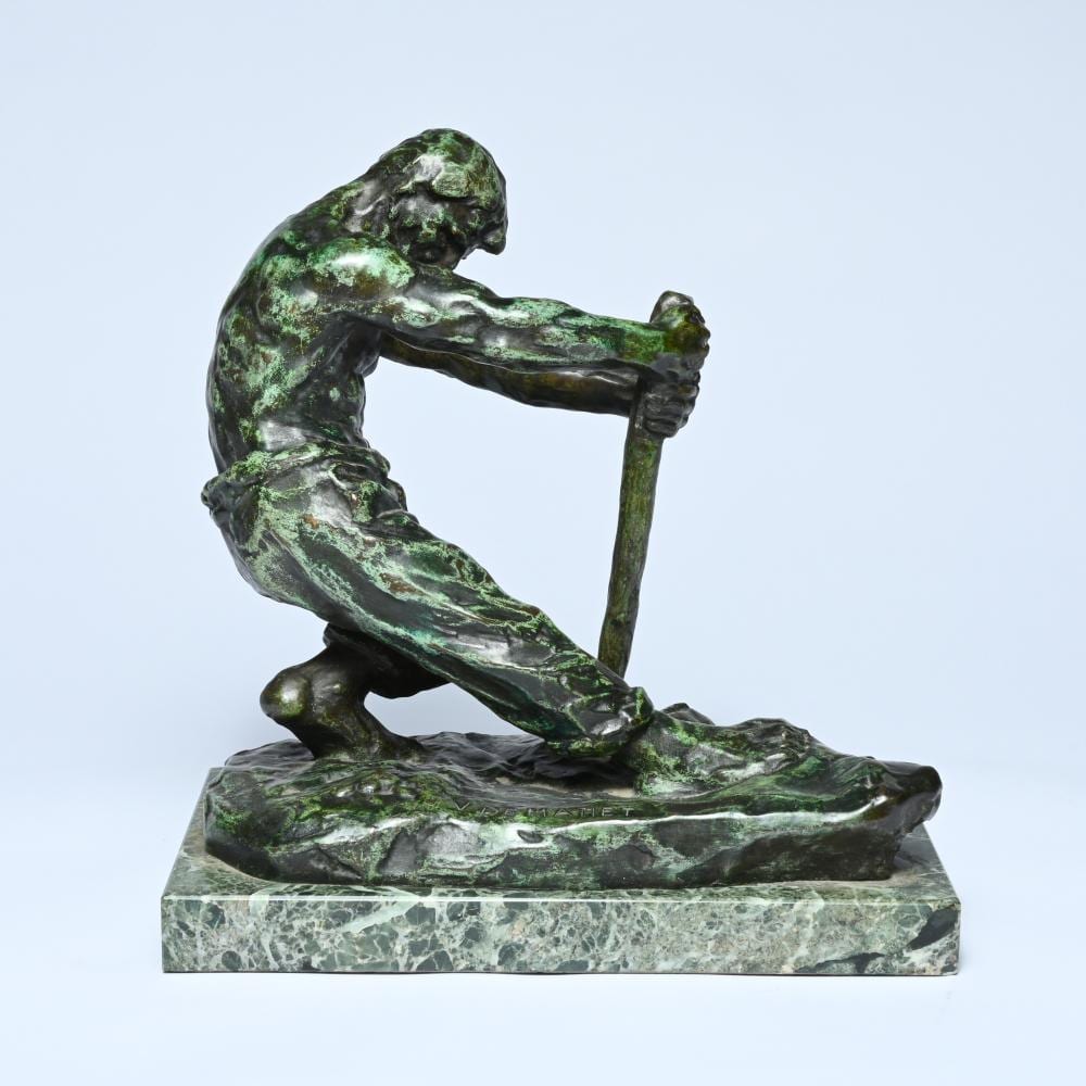 Victor Demanet comparable auction result: victor demanet 1895 1964 la force green patinated bronze sculpture on marble base signed