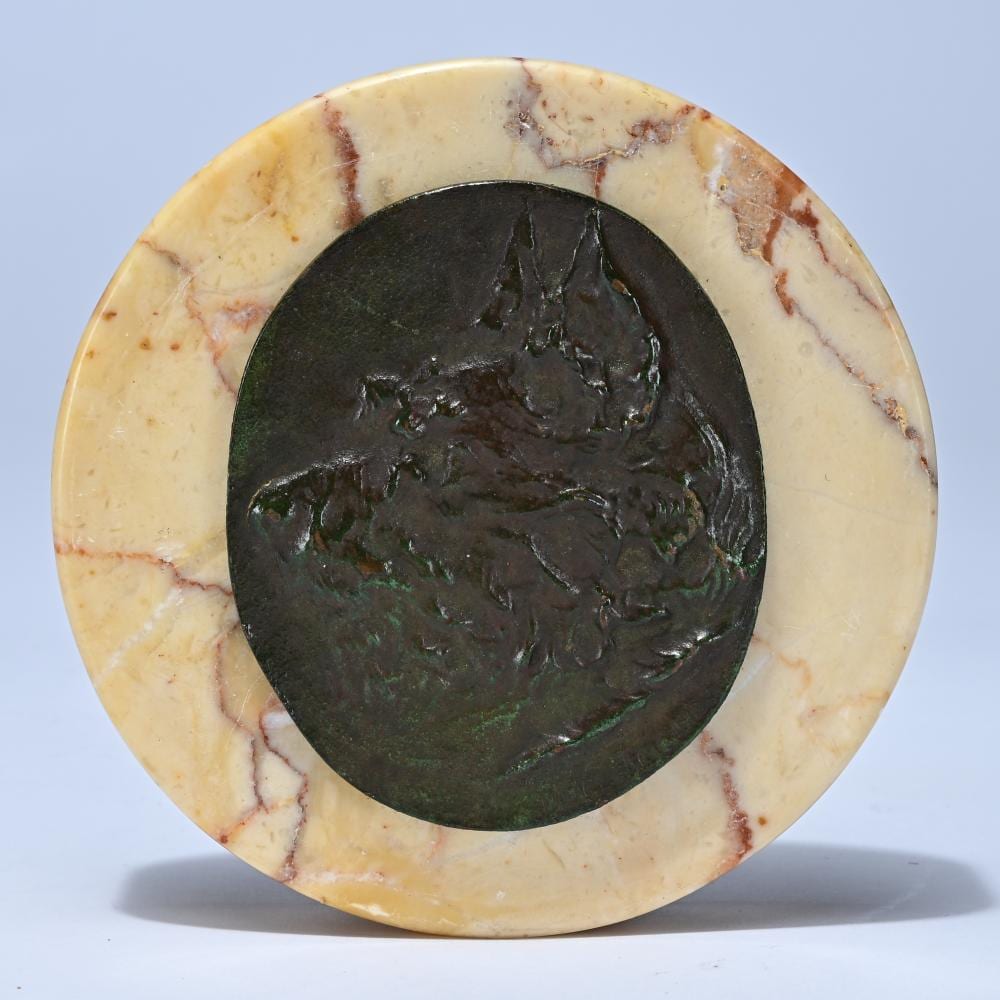 Domien Ingels comparable auction result: domien ingels 1881 1946 a bronze plaque mounted on a marble base paperweight signed