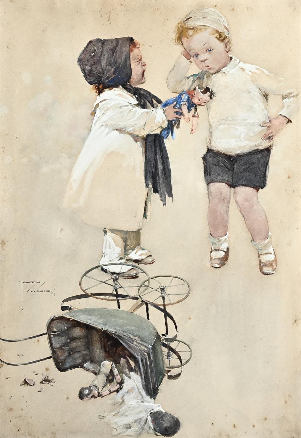 lawson wood 1878 1957 children with dolls signed and dated 1914 · Maison Jules Veilinghuis · 2026-04-25 Lawson Wood comparable auction result: lawson wood 1878 1957 children with dolls signed and dated 1914