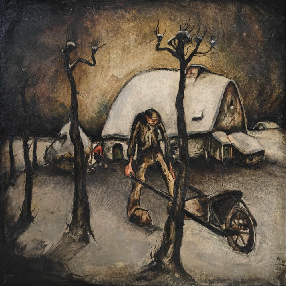 Alex Wauters comparable auction result: alex wauters 1899 1965 oil on panel farmer with hand cart 1928 signed monogram
