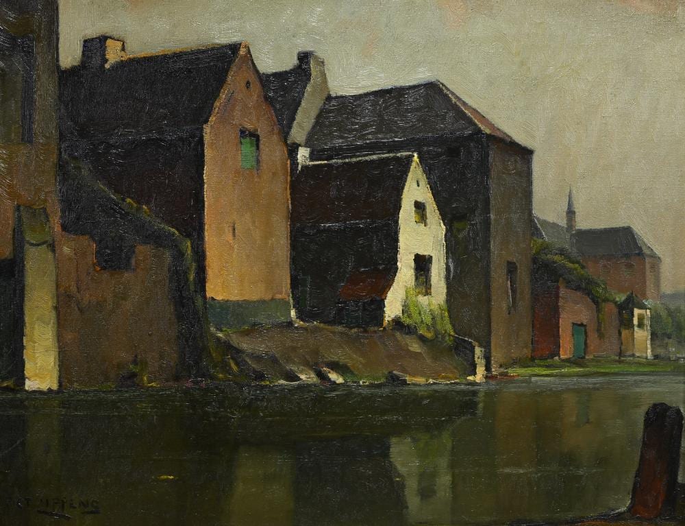 Piet Lippens comparable auction result: piet lippens 1890 1981 houses by the waterside oil on canvas signed