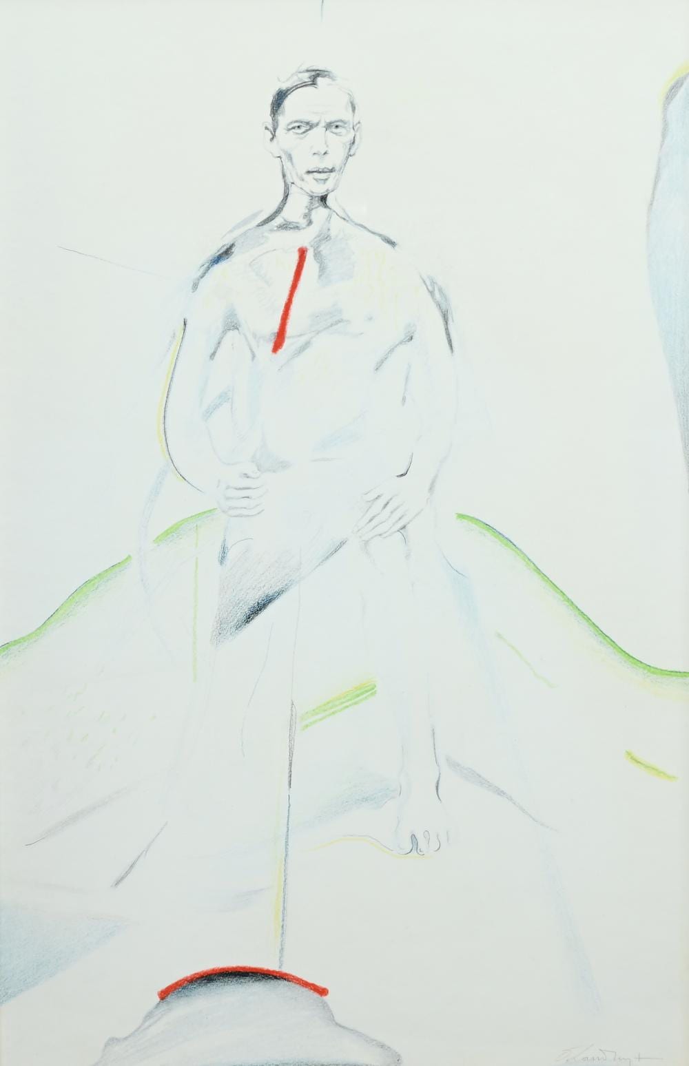 Octave Landuyt comparable auction result: octave landuyt 1922 2024 color drawing portrait of jacques brel signed
