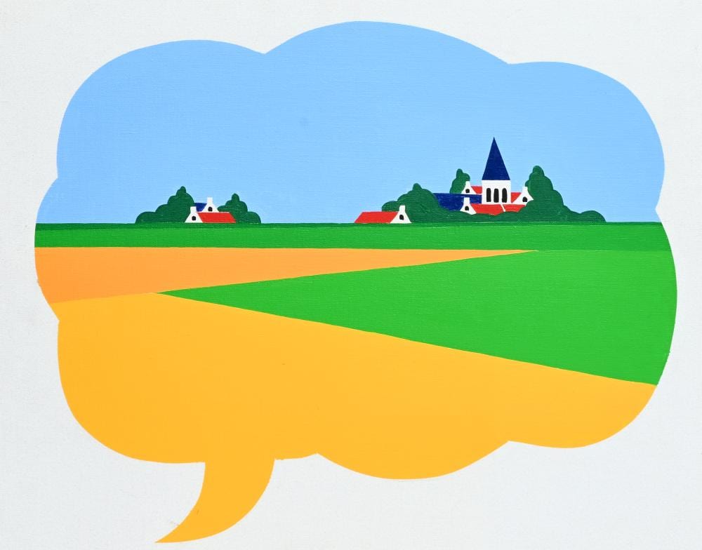 Joseph Willaert comparable auction result: joseph willaert 1936 2014 landschap in tekstballon oil on canvas signed and dated 1996