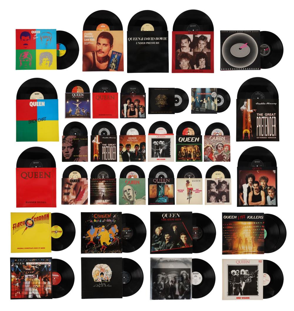 QUEEN - The Peter Hince Collection: 34 Assorted 12-inch and 7-inch Queen Vinyl Records sold by Propstore London, lot 310 — auction record photograph