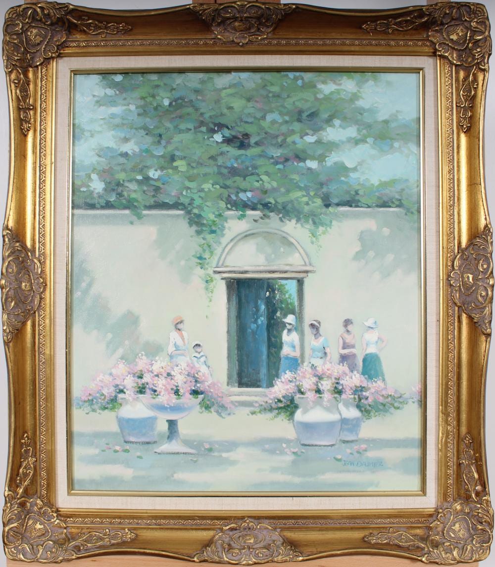 Jean Daumier comparable auction result: jean daumier signed vintage french impressionist framed landscape with women oil painting