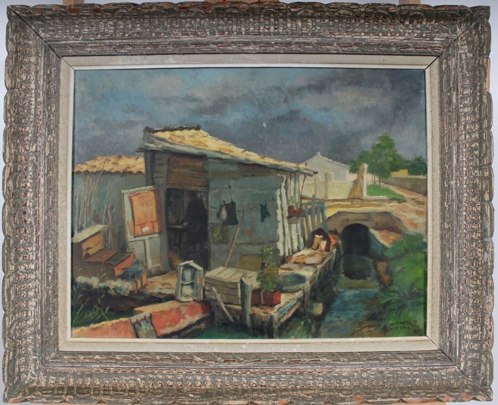 Manes Lichtenberg comparable auction result: manes lichtenberg signed ibiza spain nicely framed modernist village scene oil painting