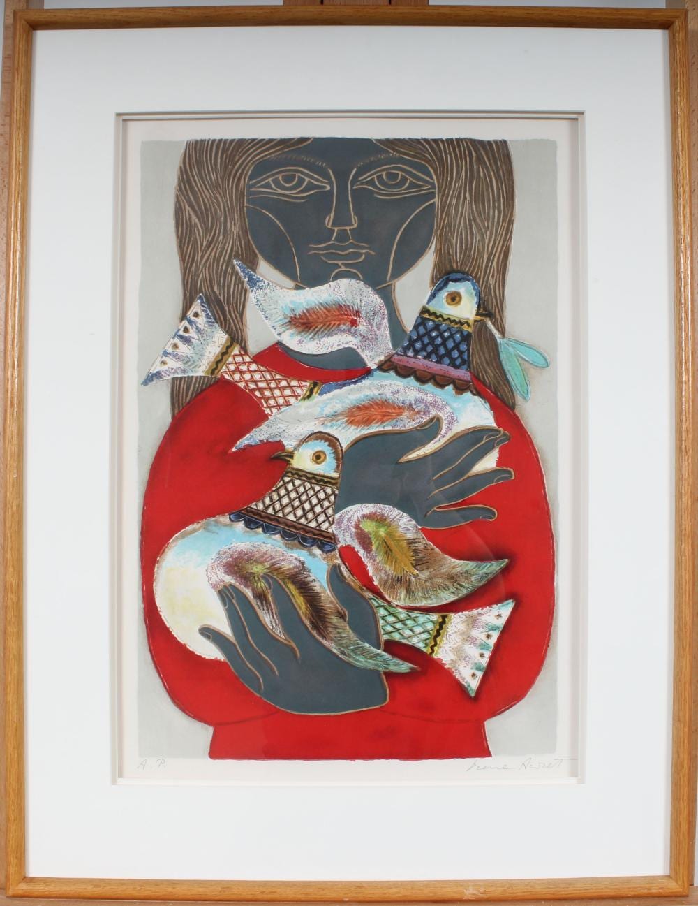 Irene Awret comparable auction result: irene awret two doves vintage print