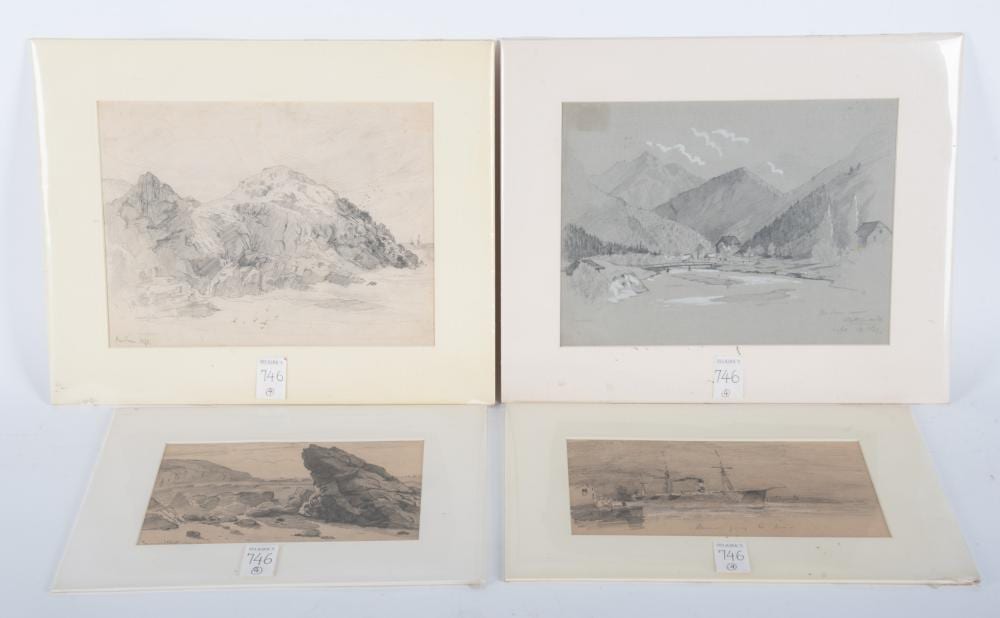 Harry F. VanderWeyden comparable auction result: harry henry chase american 1853 1889 four sketches from holland pencil and charcoal drawings on paper