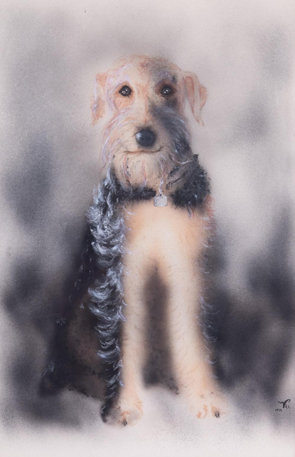Valdis Kalnroze comparable auction result: val 20th century portrait of an airedale terrier 1979 watercolor on paper