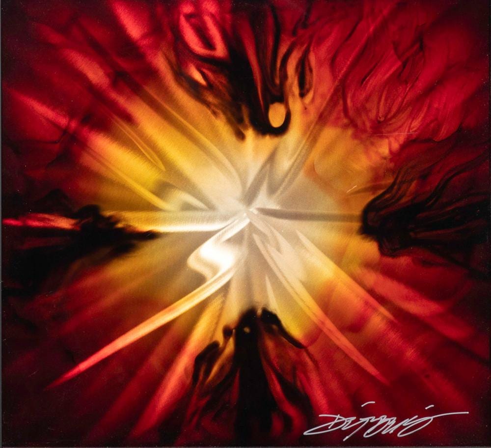 Chris DeRubeis comparable auction result: chris derubeis american b 1987 mini red burst mixed media on aluminum