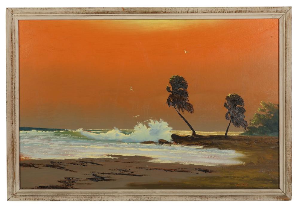 Sam Newton comparable auction result: sam newton b 1948 fla highwaymen fire sky painting