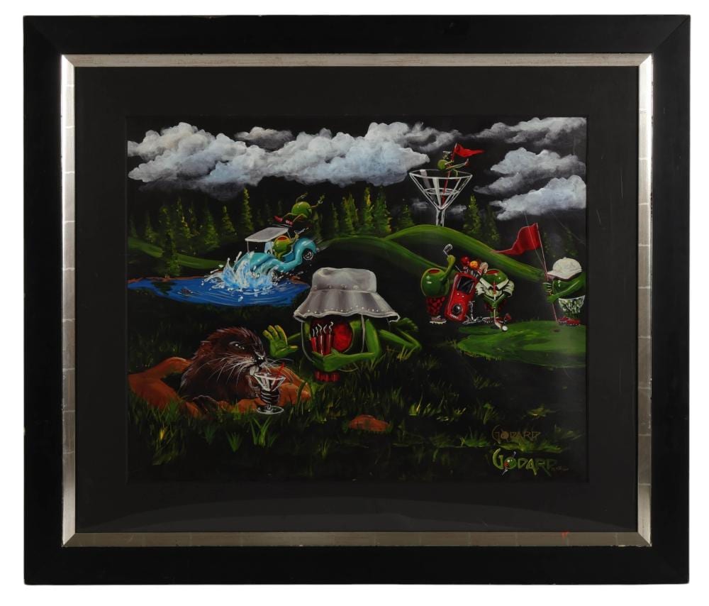 Michael Godard comparable auction result: michael godard b1963 caddy shack silkscreen signed