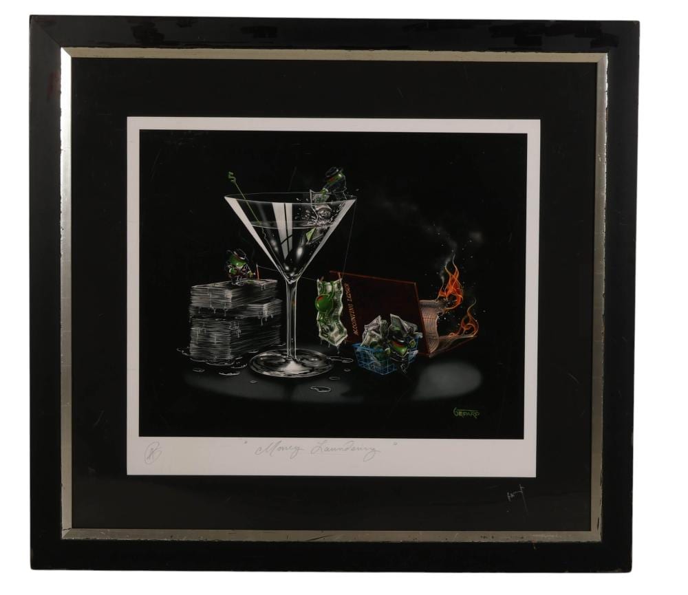 Michael Godard comparable auction result: michael godard b1963 money laundering litho signed
