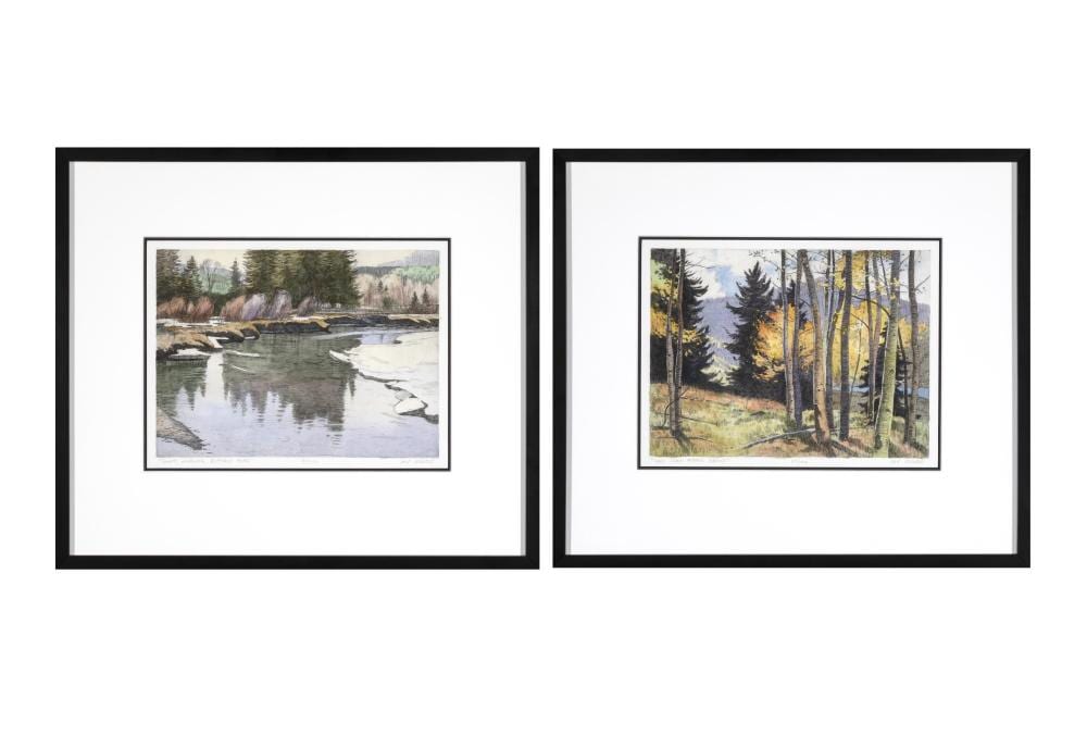 Jay Moore comparable auction result: jay moore pair of etchings san juan aspen grove sunny morning buffalo fork