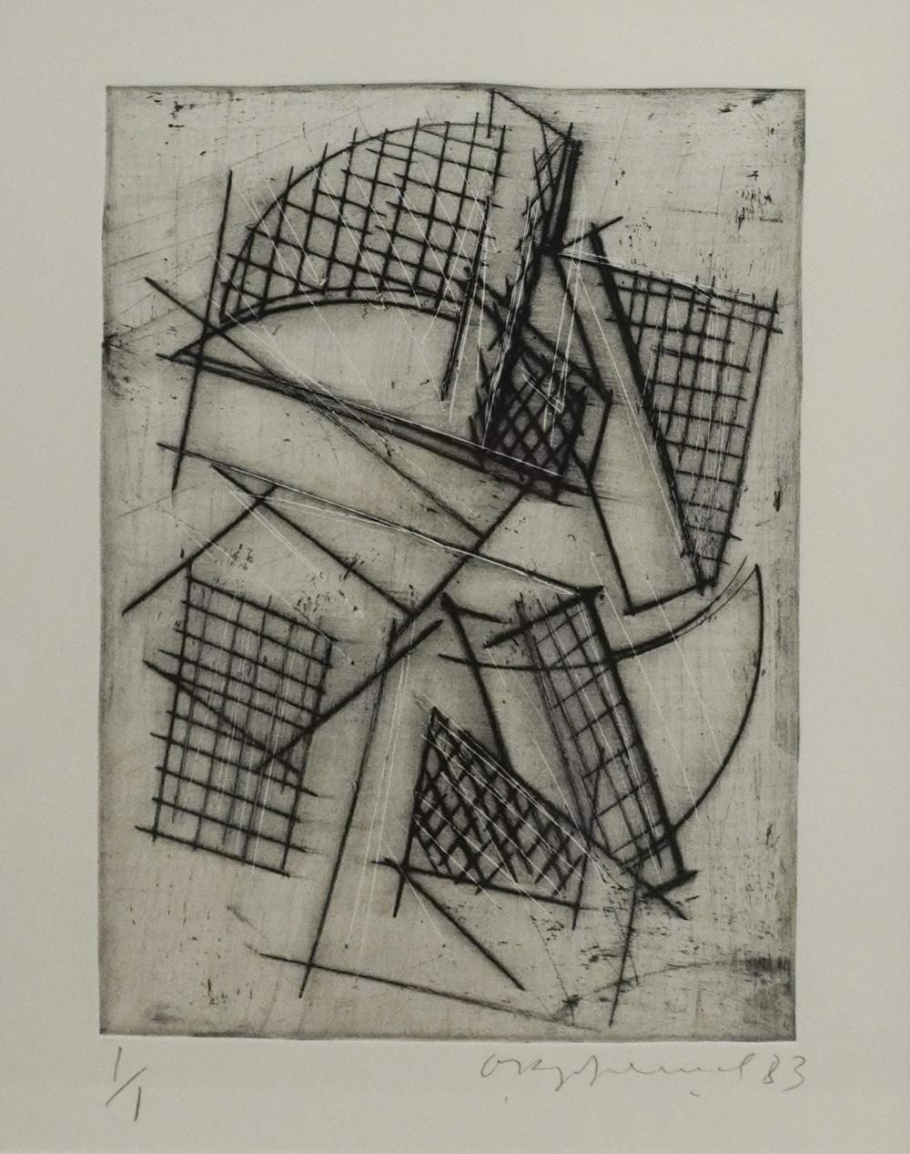 Oleg Kudryashov comparable auction result: oleg aleksandrovich kudryashov russian 1932 2022 lines 1983 monotype numbered 1 1 frame 20 3 4 x 17 1 2 in 52 7 x 44 5 cm