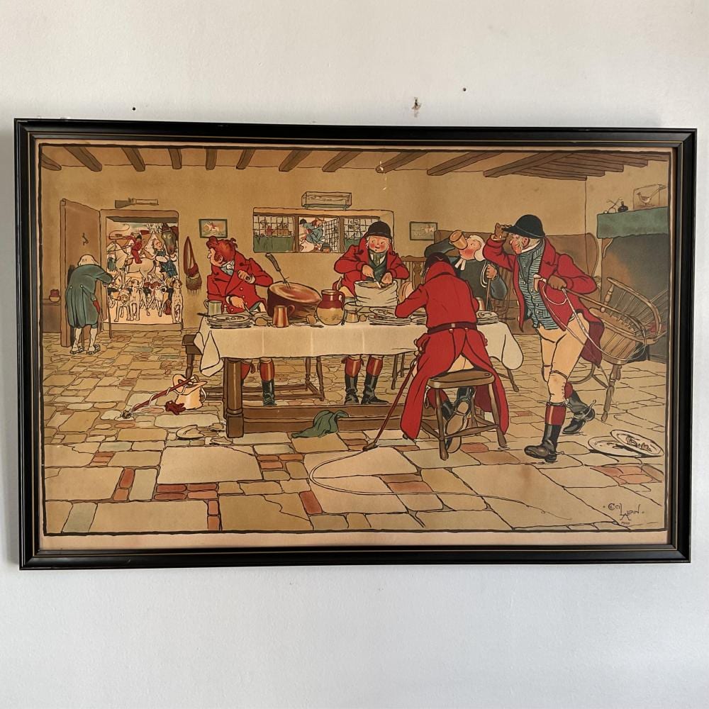 Cecil Charles Windsor Aldin comparable auction result: cecil aldin lithograph print titled the hunt breakfast