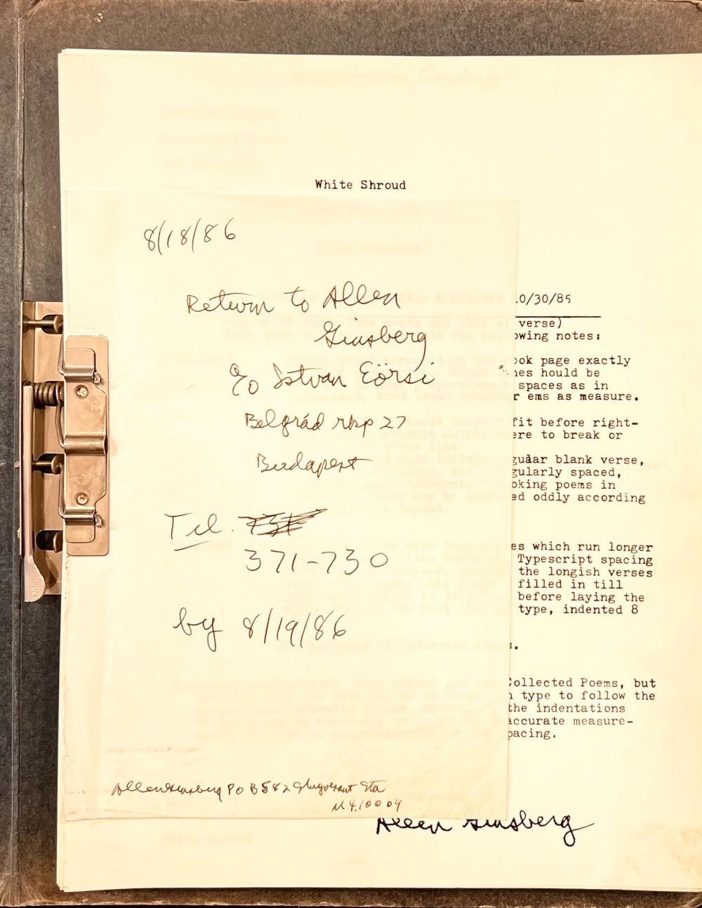 Allen Ginsberg comparable auction result: allen ginsberg and his hungarian translator