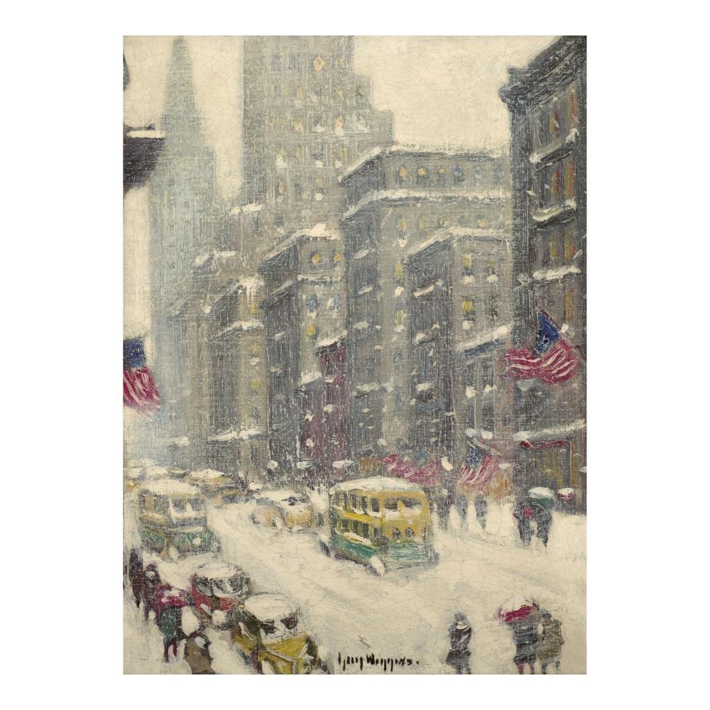 Guy Carleton Wiggins comparable auction result: guy carleton wiggins 1883 1962 5th ave midtown winter 12 x 9 in 30 5 x 22 9 cm painted circa 1940s