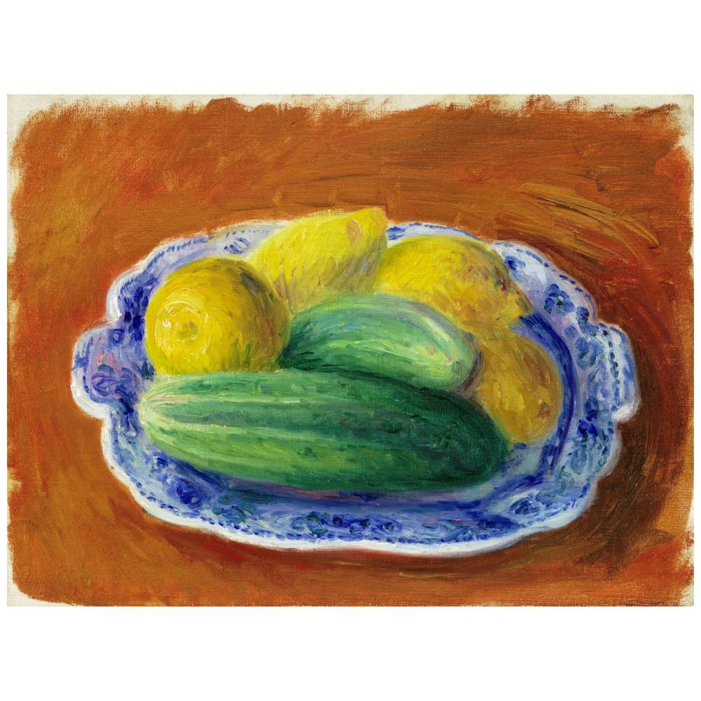 William James Glackens comparable auction result: william james glackens 1870 1938 cucumbers and lemons in blue platter 12 x 16 in 30 5 x 40 6 cm