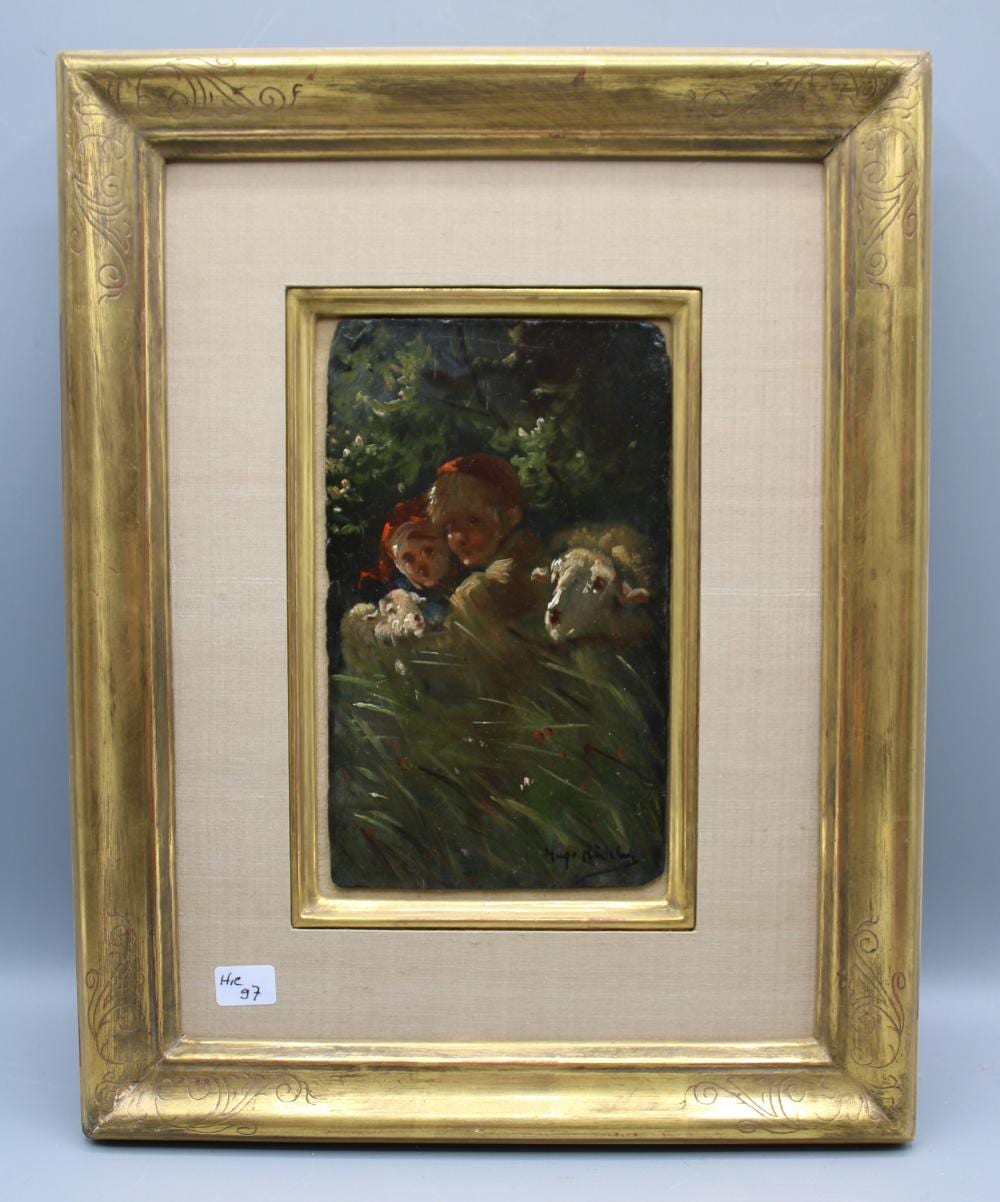 Hugo Mühlig comparable auction result: hugo m hlig 1854 dresden 1929 d sseldorf children with sheep