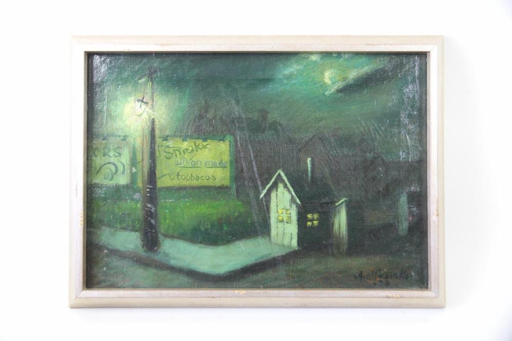 Alexander Minewski comparable auction result: expressionist oil painting night scene by alexander minewski
