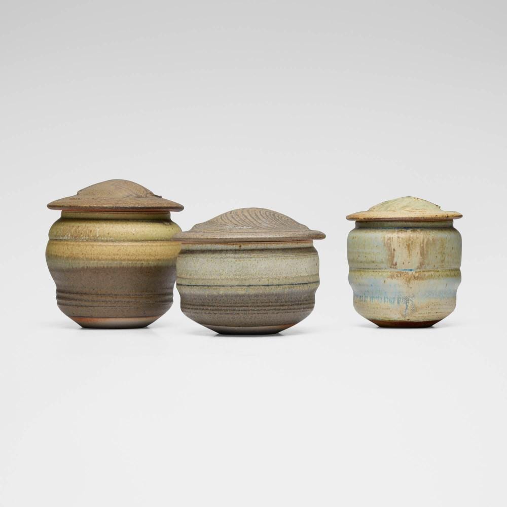 Karen Karnes comparable auction result: karen karnes collection of three covered vessels