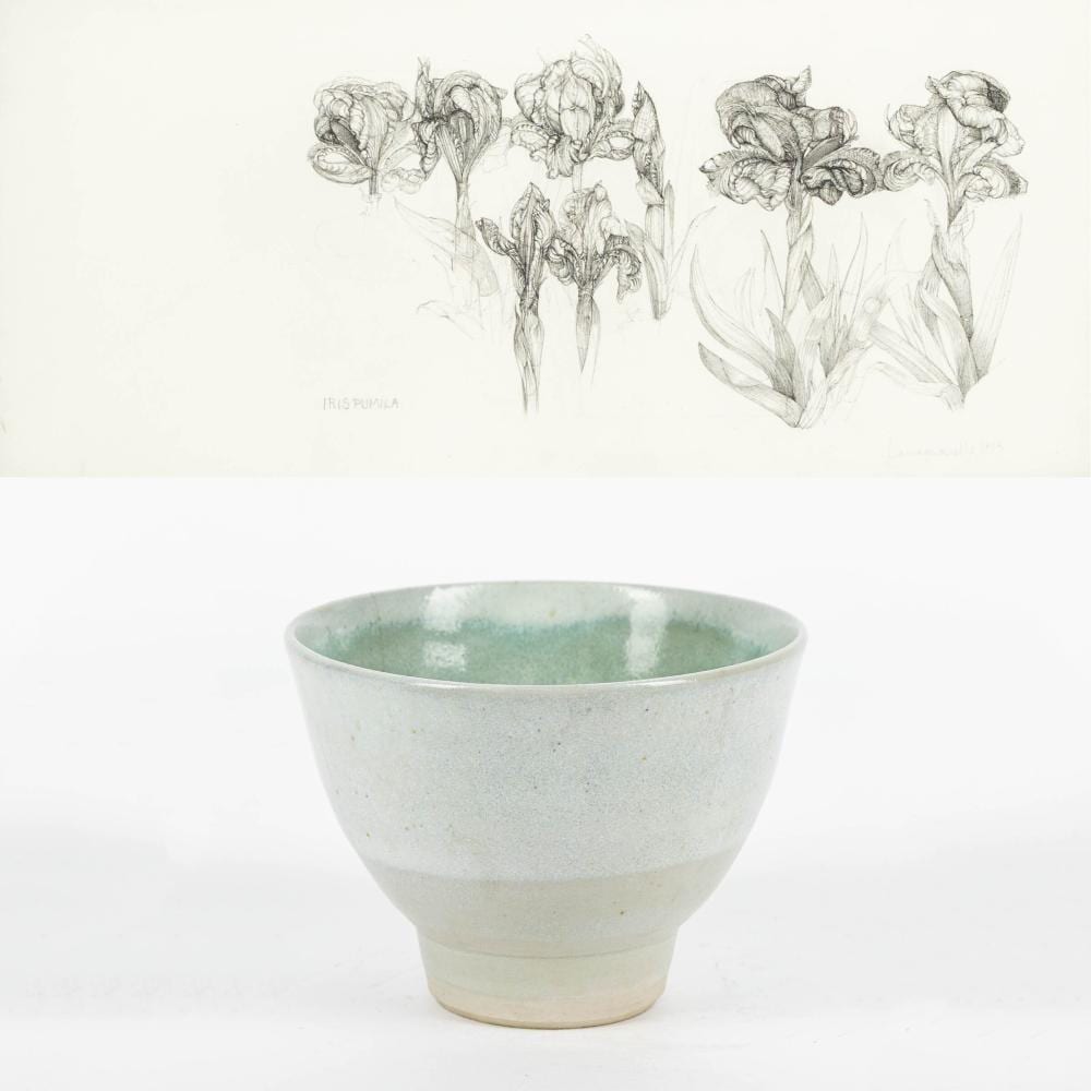 Charmian Johnson comparable auction result: charmian johnson canadian 1939 2020 glazed ceramic tea bowl and botanical ink drawing on paper