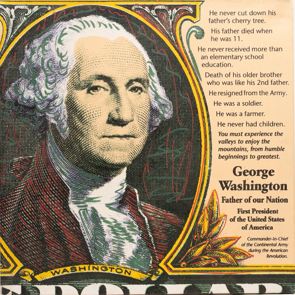 Steve Kaufman comparable auction result: steve kaufman america 1960 2010 pop art george washington father of our nation ap signed