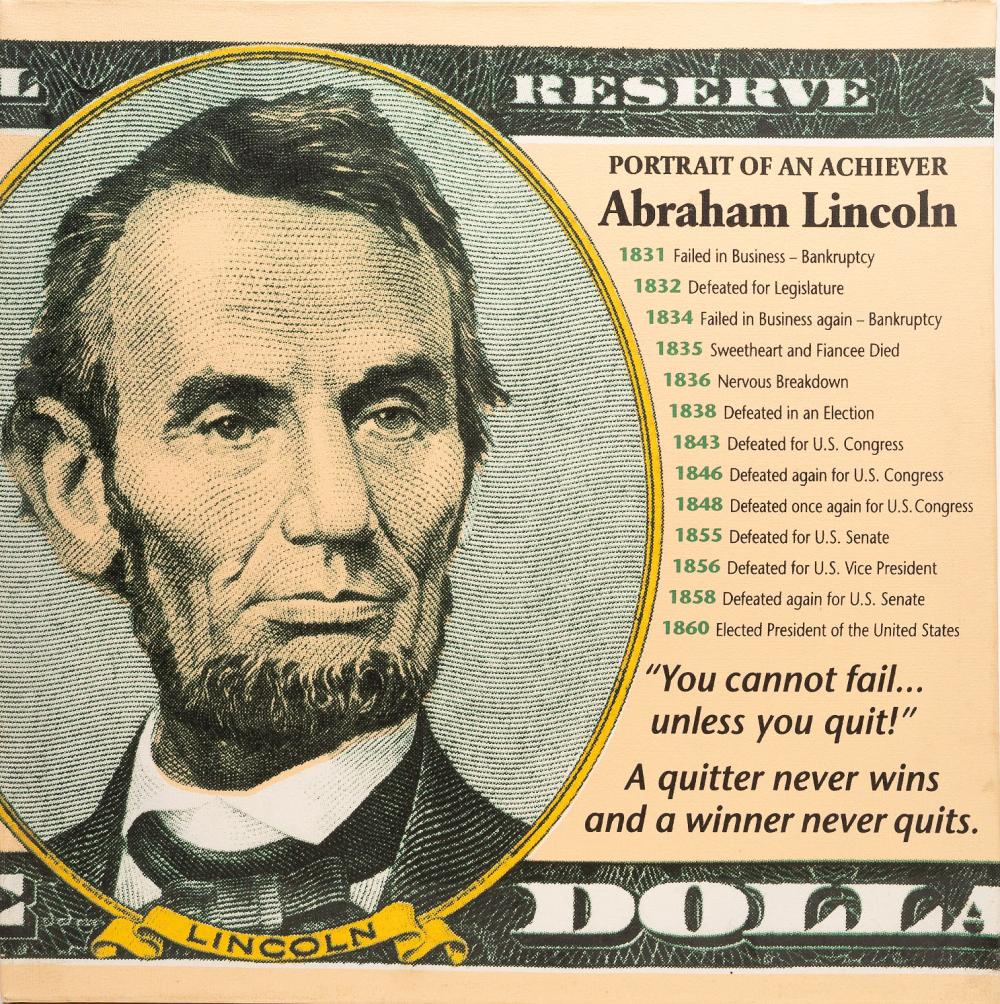 Steve Kaufman comparable auction result: steve kaufman america 1960 2010 pop art abraham lincoln portrait of an achiever ap signed