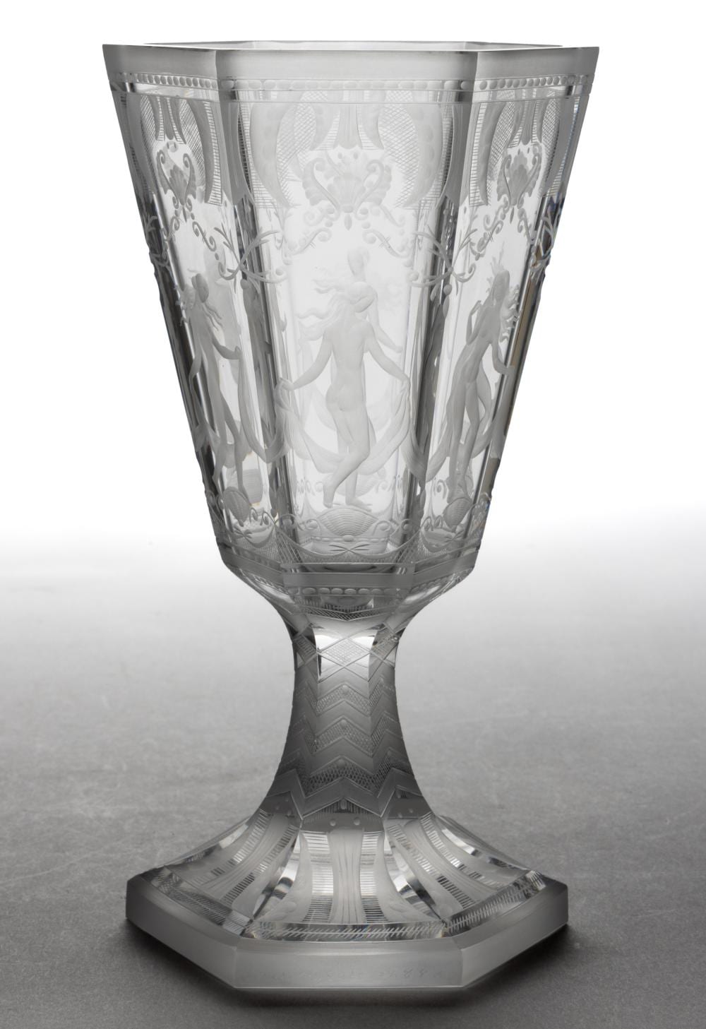 Simon Gate comparable auction result: simon gate swedish 1883 1945 engraved art glass chalice