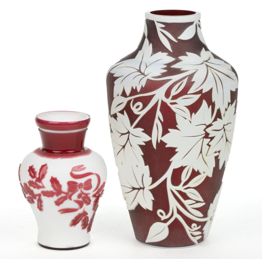 kelsey murphy pilgrim sand carved cameo art glass vases lot of two · Jeffrey S. Evans & Associates · 2026-04-22 Kelsey Murphy comparable auction result: kelsey murphy pilgrim sand carved cameo art glass vases lot of two