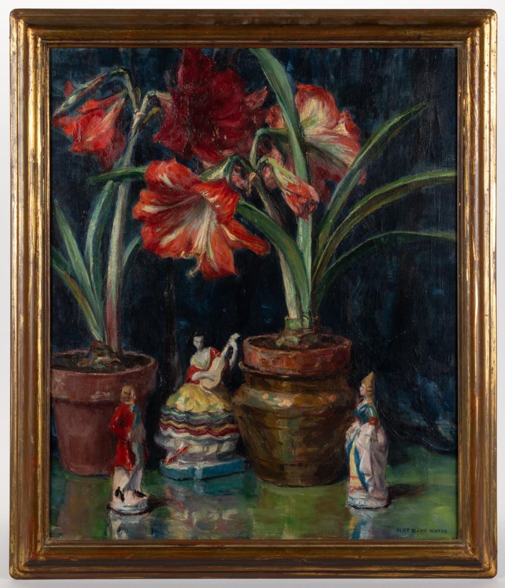 Alice Beach Winter comparable auction result: alice beach winter american 1877 1968 still life with amaryllis and porcelain figures