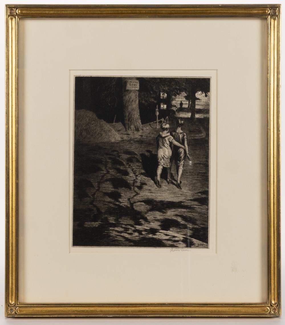 Martin Lewis comparable auction result: martin lewis australian american 1881 1962 suburban evening