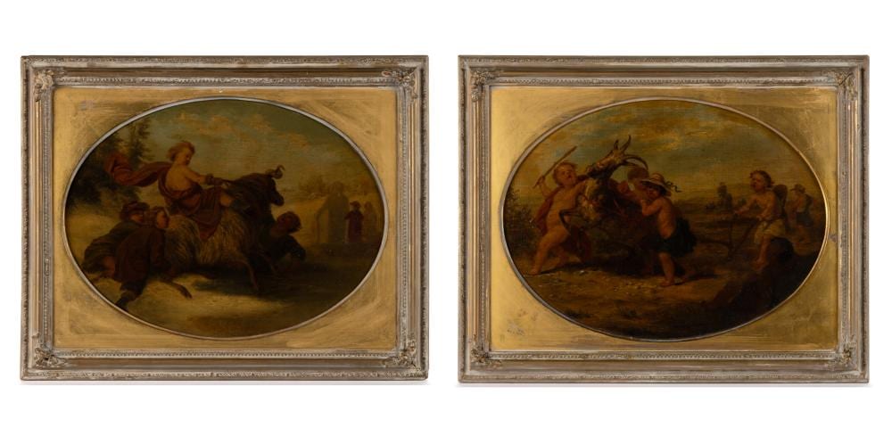 george moreland english 1763 1804 attributed paintings of cherubs pair · Jeffrey S. Evans & Associates · 2026-04-24 George Moreland comparable auction result: george moreland english 1763 1804 attributed paintings of cherubs pair