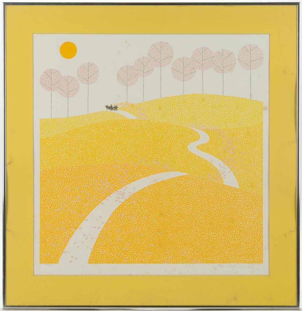 Ikki Matsumoto comparable auction result: ikki matsumoto japanese american 1935 2013 over the butterfly hills print