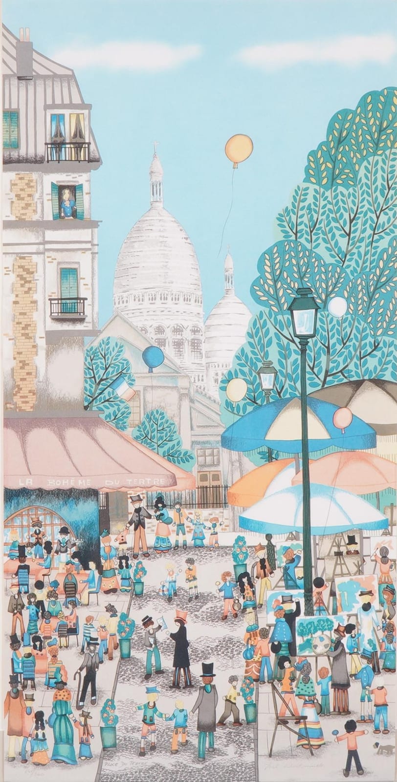 Fanch Ledan comparable auction result: fanch ledan place du tertre color lithograph hand signed