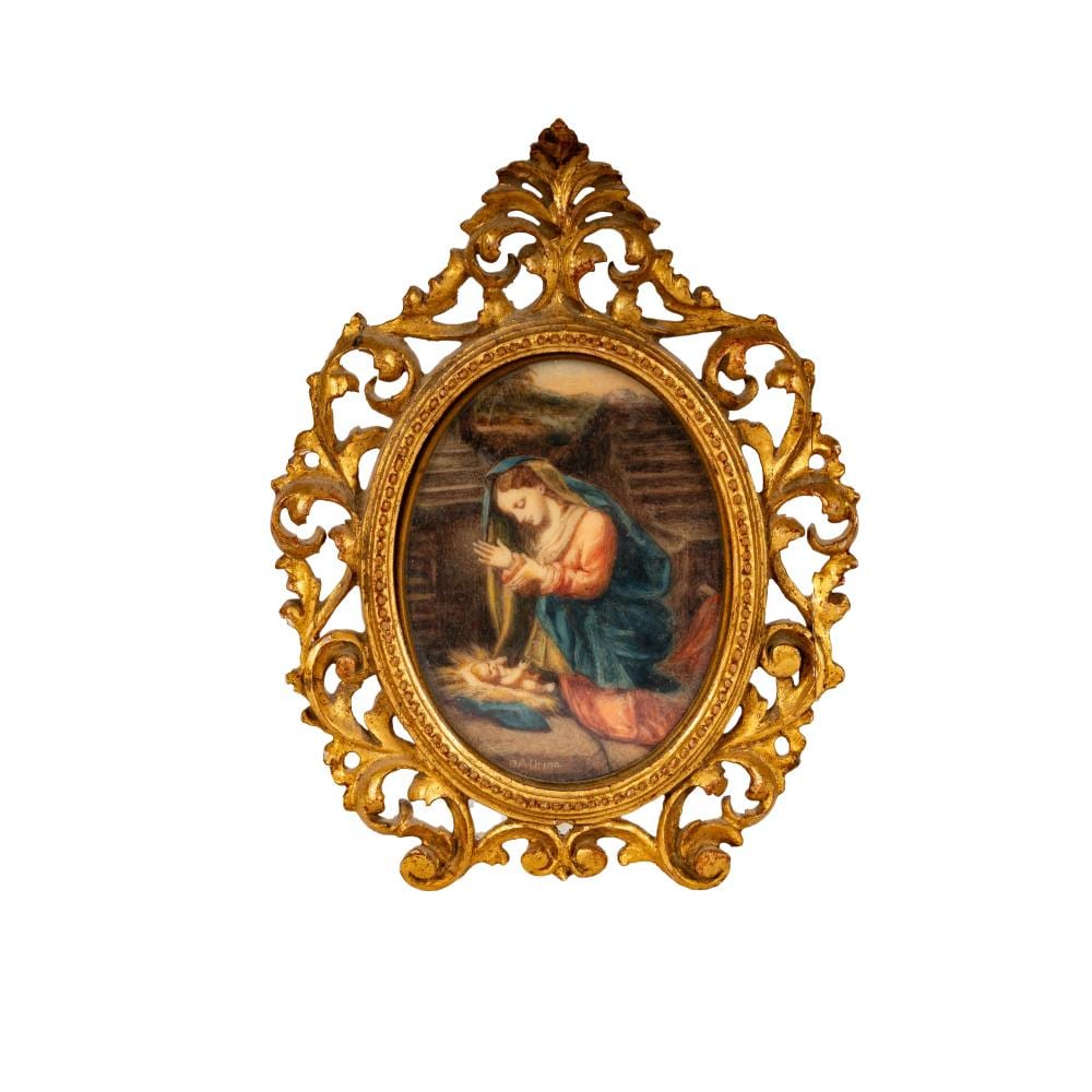 Correggio comparable auction result: italian miniature of adoration of the christ child after correggio