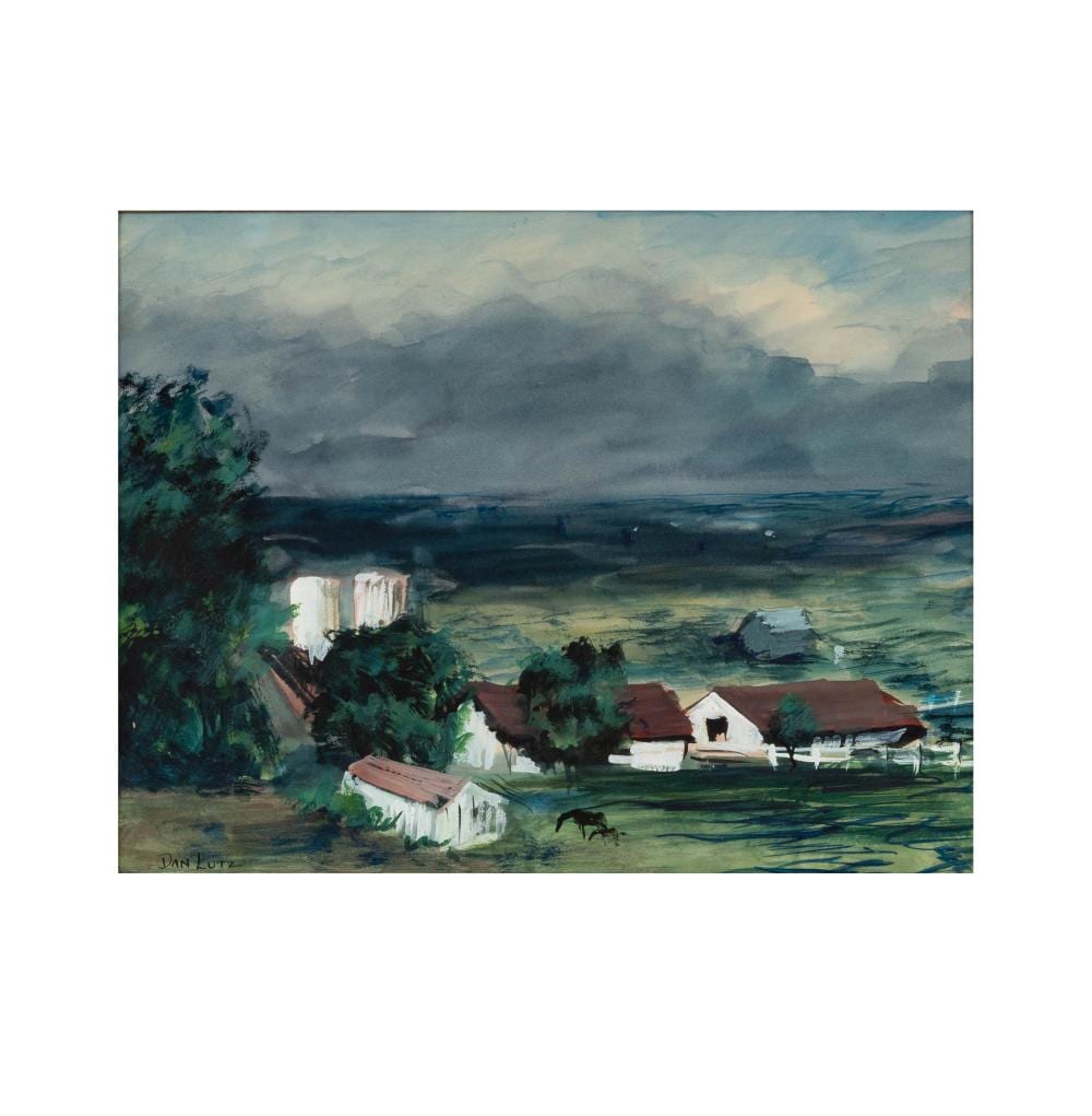 dan lutz 1906 1978 landscape with barn and horses · Abell Auction · 2026-04-21 Dan Lutz comparable auction result: dan lutz 1906 1978 landscape with barn and horses