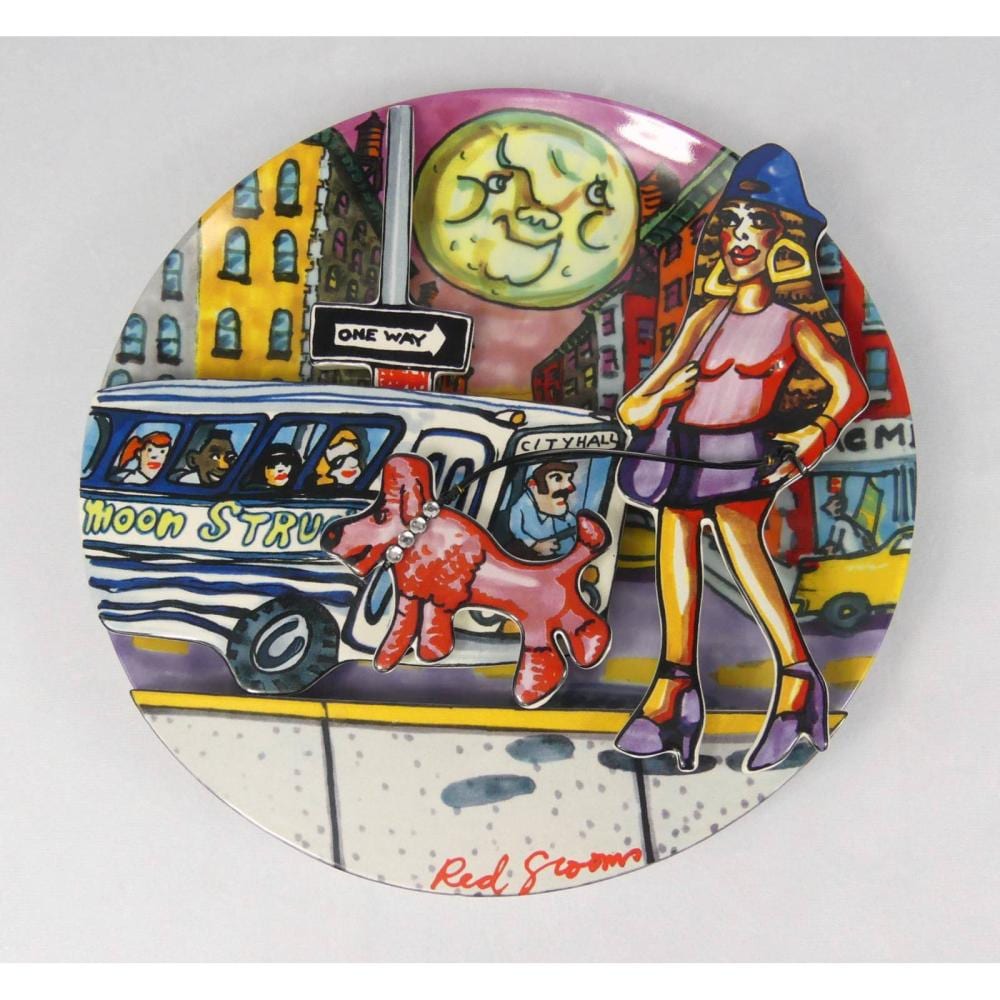 Red Grooms comparable auction result: red grooms moonstruck 3d porcelain plate