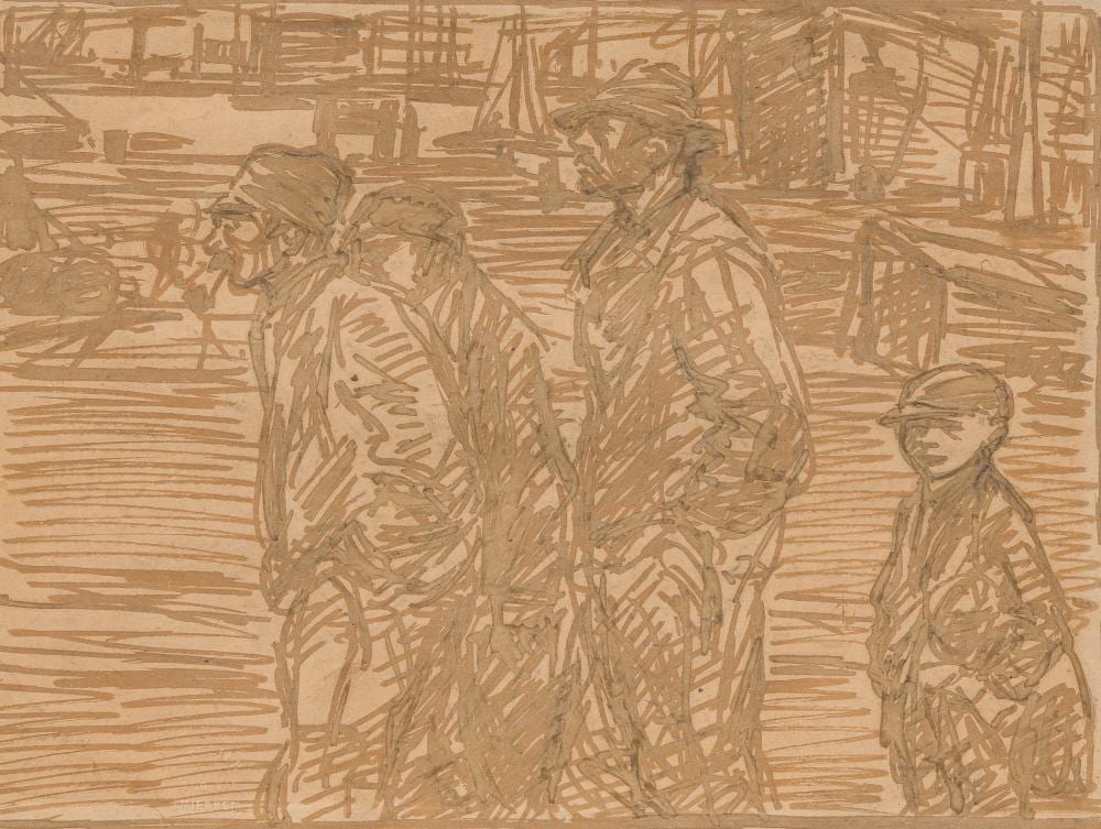 Eugeen van Mieghem comparable auction result: eugeen van mieghem 1875 1930 the dockworkers brown ink on paper